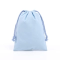 Light blue drawstring cotton pouch with soft texture and matching woven cords - 7*10cm / Light Blue Cotton
