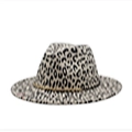 Klassischer Filzhut mit Leopardenmuster, flacher Krempe und stilvollem Tiermotiv - M(56-59CM) / Beige