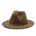 Klassischer Filzhut mit Leopardenmuster, flacher Krempe und goldener Schnalle - M(56-59CM) / Hellorange