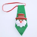 Green sequined Christmas necktie with Santa Claus plush figure and elastic red strap - Glowing Santa / Green