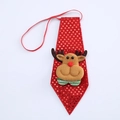 Christmas sequin necktie with reindeer plush charm and elastic strap for kids and pets - Glowing Reindeer / Red