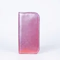 Roze cosmetische tas met metallic korreltextuur en gestikte randafwerking - Roze make-uptasje