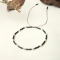 Handmade Miyuki bead bracelet with dark grey tube beads and white freshwater pearls - Matte Dark Gray Style (BR0324)
