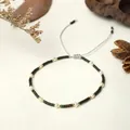 Handmade Miyuki bead bracelet featuring dark green beads and natural freshwater pearls - Dark Green Style (BR0318)