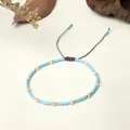 Handmade sky blue MIYUKI bead bracelet with freshwater pearls and adjustable cord - Sky Blue Vacation Style (BR0331)
