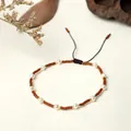 Handmade MIYUKI bead bracelet with reddish-brown beads, freshwater pearls and gold accents - Matte Red Brown Style (BR0327)