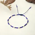 Blue MIYUKI bead bracelet with white freshwater pearls and golden accents - Dark Blue Style (BR0333)