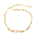 Elegante bracciale a farfalla dorato con ciondoli traforati su catena Figaro - Tre Farfalle / Oro