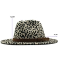 Cappello fedora in lana leopardata beige con fascia marrone, altezza 12cm e tesa 7cm - M (56-58cm) / Bianco