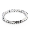 Pulsera minimalista de turquesa blanca con cuentas de acero de titanio pulido - Color Acero