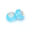 Set van twee blauwe glazen kralen met zilveren metalen kernen voor DIY-armbanden - Blauw