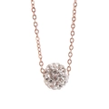 Collier en acier inoxydable or rose avec un pendentif boule de cristal étincelant - Or rose Blanc