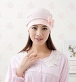 Pink polka dot maternity cap for women with a side bow and silver trim detail - Bow Polka Dot / Pink