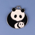 Cute panda alloy pendant charm with black and white enamel finish on blue background - Panda 15