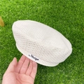 Elegante basco intrecciato crema con trama a nido d'ape e patch per look retrò - Regolabile M (56-58cm) / Bianco Crema