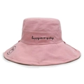 Cappello da pescatore rosa con ricamo happy every day e tesa larga parasole - Taglia unica / Rosa