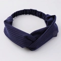 Bandeau large en tricot bleu marine avec nœud croisé texture côtelée et élastique - Bleu saphir