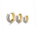 Three sizes of gold plated hoop earrings set with pavé cubic zirconia accents - Eb09-7 Small Gold-plated White Zirconium