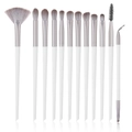 Professional 13-piece makeup brush set with white matte handles and gradient bristles - White