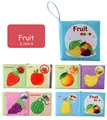 Detail of baby fabric book showing colorful fruit patterns with soft fabric texture - Fruits Cognition