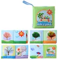 Detailed nature scenes in baby cloth book showing seasons and weather for early learning - Nature