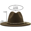 Elegant wool fedora hat with metal chain, pearls, and tassel trim in dark coffee brown - M (56-58cm) / Khaki
