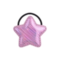 Cute pink holographic star hair tie with black elastic band for kids and women - Pink Holographic Star (12)