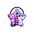 Star-shaped hair tie with purple, pink, and blue sequins on a black elastic band - Multi-color Patchwork Sequin Star (11)