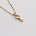 Vergulde hartvormige sleutelketting met gele edelsteen hanger en doosvormige ketting - Lichtgeel