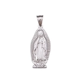 Colgante religioso ovalado de la Virgen de Guadalupe en acero inoxidable plateado fino - Color Acero (KP77981-Z)