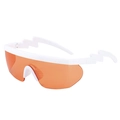 White oversized futuristic shield sunglasses with orange lenses and lightning temples - White Frame Orange Lens