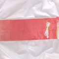 Kit pompon en papier rouge avec rubans blancs et attaches dorées sous emballage - Pack de 5 / Rouge pastèque