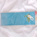 DIY light blue paper tassels set with gold ties and white string for party decoration - Lake Blue