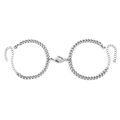 Magnetische Armbänder für Paare mit Handschlag-Anhänger aus poliertem Edelstahl - Doppelt Polierte Kette Handschlag