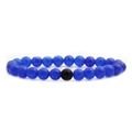 Bracelet minimaliste en perles de lapis-lazuli et perle noire mate sur fond blanc - Lapis-Lazuli & Pierre Mate (Couleur Mixte)