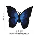 Dark blue butterfly embroidery patch, 6.7x5.7 cm sew-on type without adhesive backing - Style 13 (Sew-on)