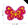 Pink butterfly embroidery patch with yellow stitching details, size 6.3cm x 4.5cm - Style 27