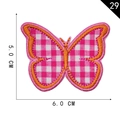 Pink checkered butterfly embroidery patch measuring 6.0 x 5.0 cm for DIY clothing craft - Style 29