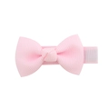 Pink grosgrain ribbon bow hair clip for children with comfortable ribbon-wrapped metal base - Pink