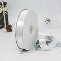 Single roll of 2.5cm white glossy satin polyester ribbon for elegant gift wrapping - 01# White