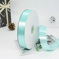 Roll of 2.5cm mint green polyester satin ribbon for elegant gift and cake box packaging - 91m / 53# Tiffany Blue