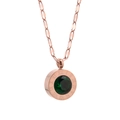 Collana in oro rosa con numeri romani e pendente rotondo con cristallo verde - Oro Rosa Zircone Verde