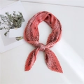 Pleated coral pink square scarf featuring black celestial star patterns and motifs - Celestial Pink Background