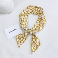 Fashionable long yellow floral cotton linen scarf for neck or handbag wrist decoration - Rose Yellow