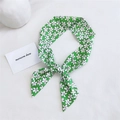Green linen-silk scarf with small white floral patterns for elegant women styling - Rangoon Creeper Green