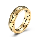 Minimalist golden stainless steel ring with vintage black leaf pattern for men and women - Size 7 / Gold