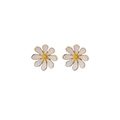 Charming 925 silver needle daisy stud earrings in white, yellow, and golden finish - E2794-1 Daisy Stud Earrings (Silver Pin)