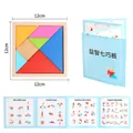 Colorful 12x12cm wooden tangram puzzle with instructional manual for kids' early learning - Beech Wood Tangram (12x12cm)