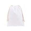 Blank white cotton drawstring bag with dual braided cords on white background - 7*10cm / White Poly-Cotton