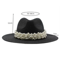 Dettaglio cappello di paglia con perle mostra circonferenza 56-58cm e tesa di 7cm - Nero